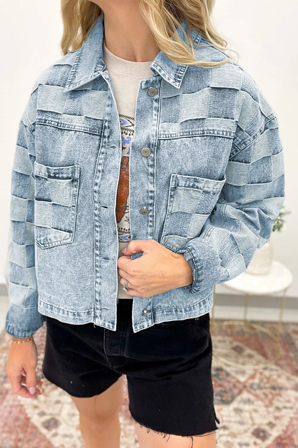 Button Up Wash Denim Jacket - cas7m