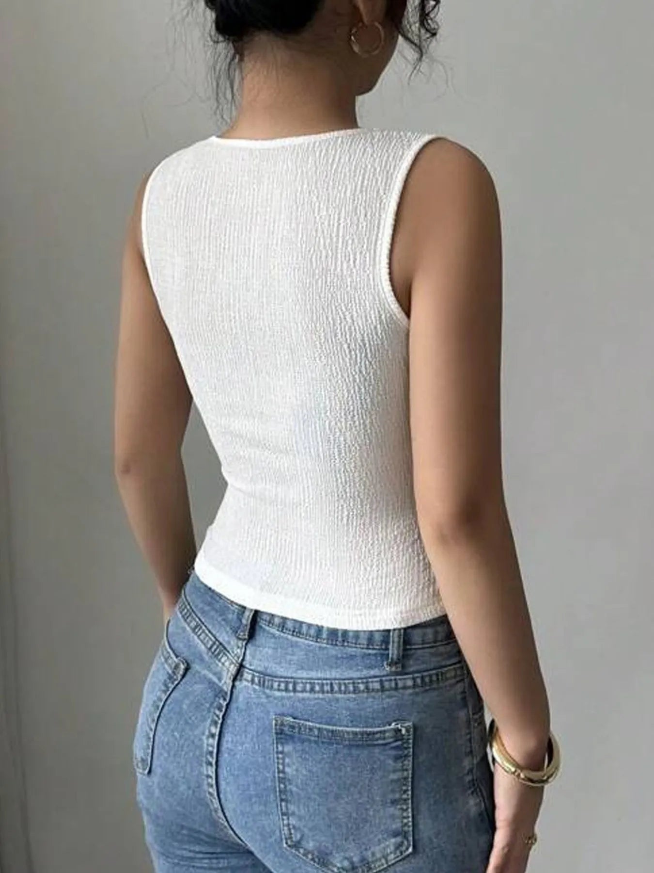 Flower Square Neck Tank - cas7m