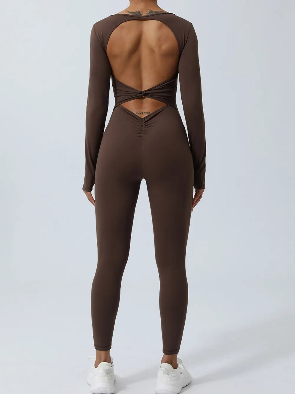 Twisted Backless Long Sleeve Jumpsuit - cas7m