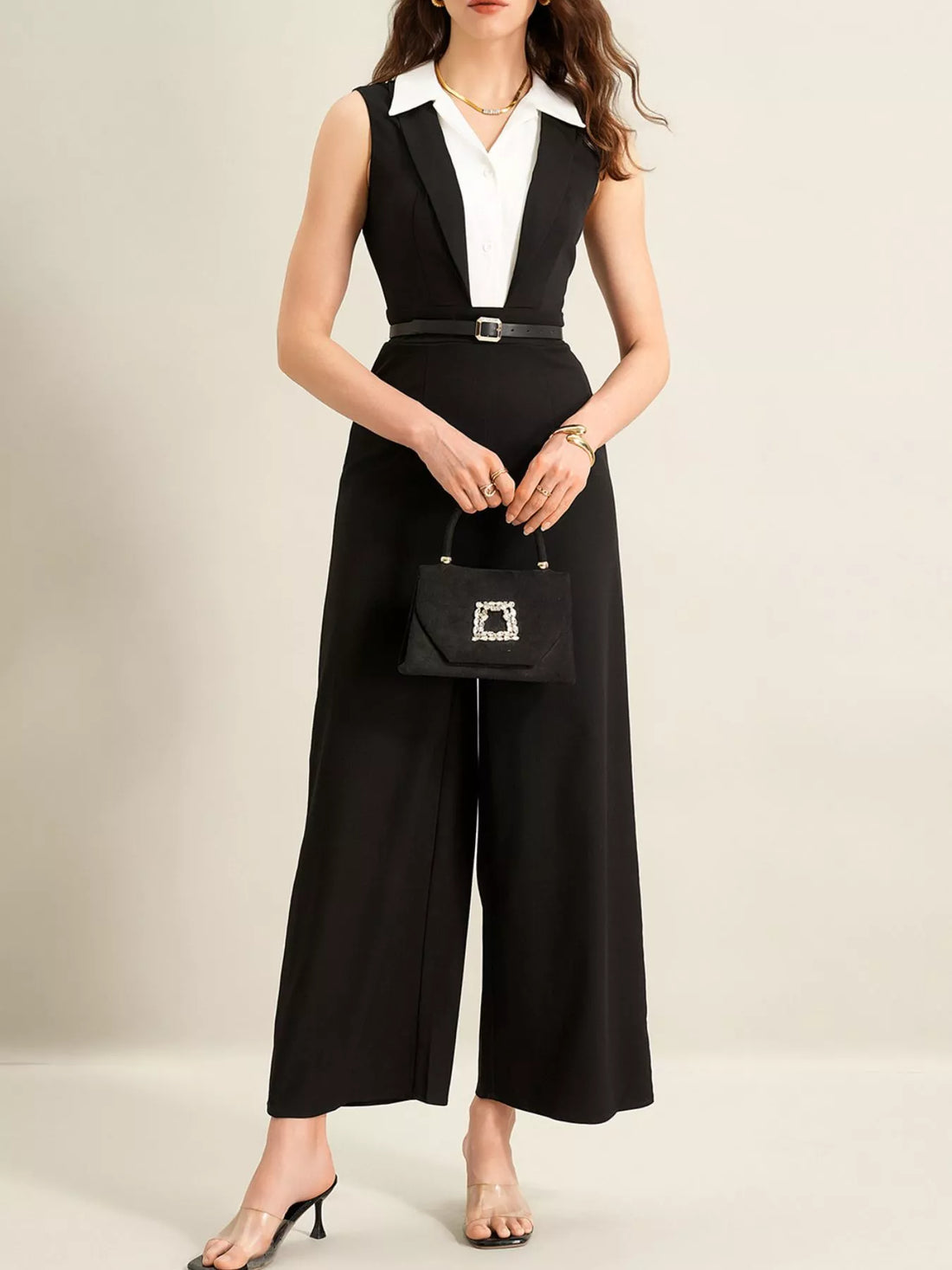 Sleeveless Wide Leg Jumpsuit - cas7m