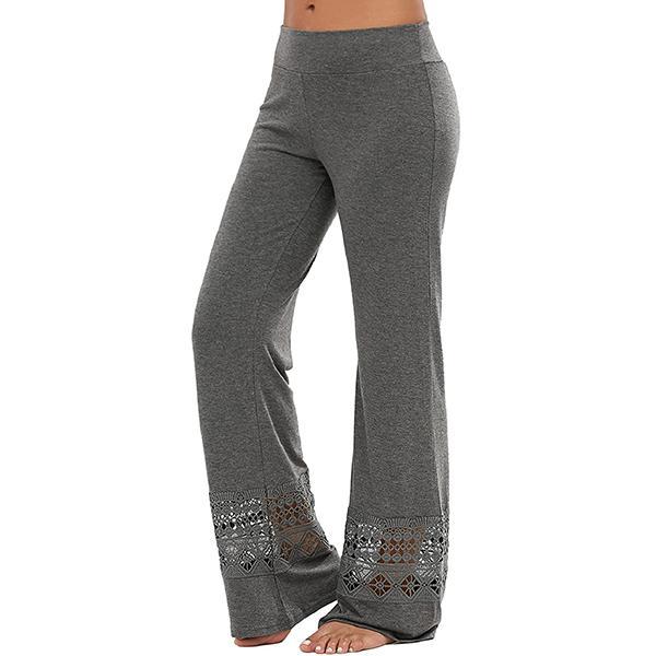 Plus Size Women's Casual Lace Flare Leg Pants