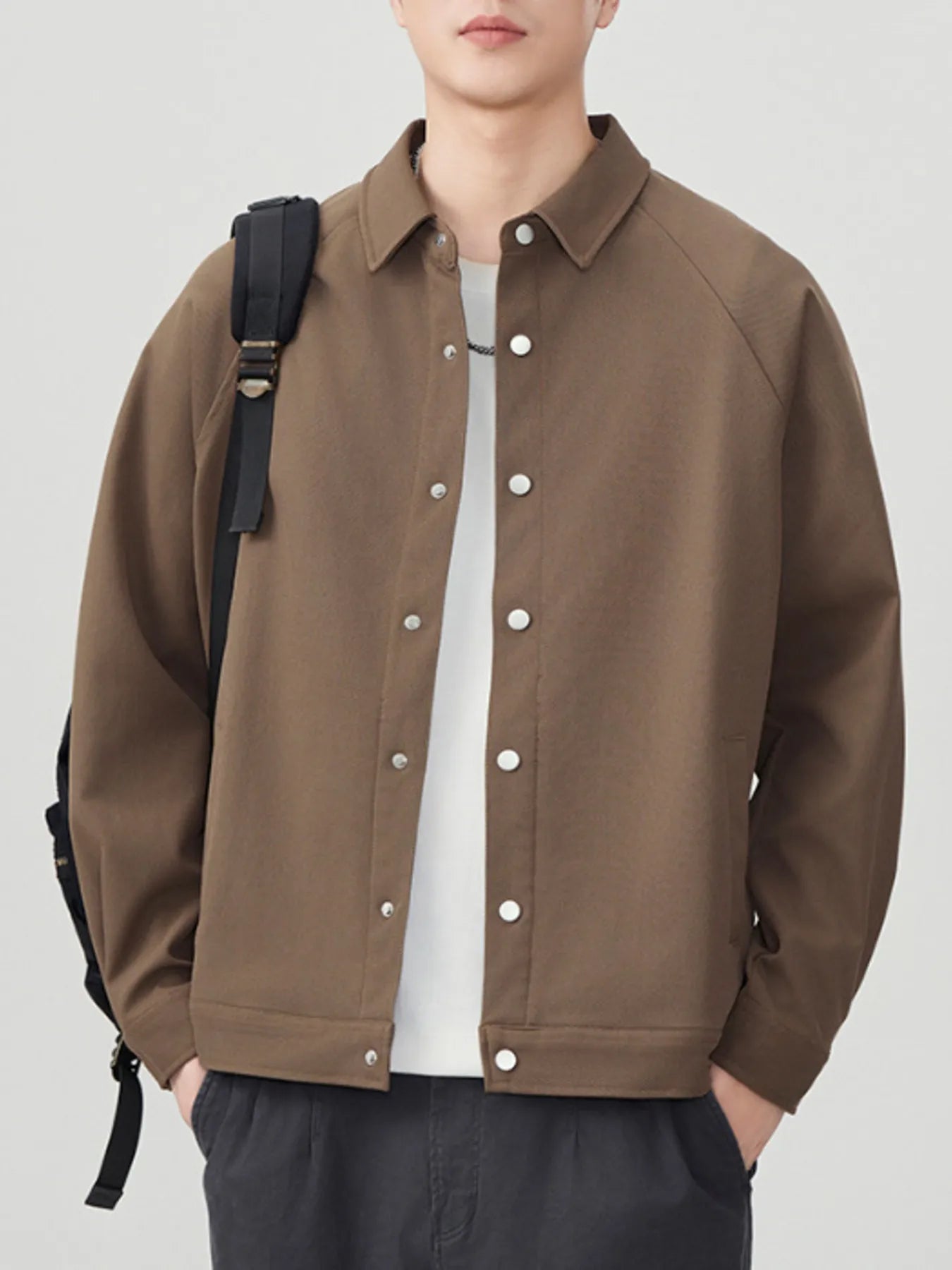 Men's Plus Size Button Up Long Sleeve Shirt - cas7m