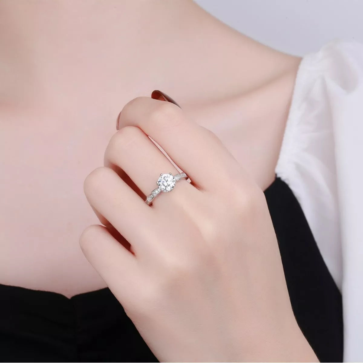 1 Carat Moissanite 925 Sterling Silver Ring - cas7m