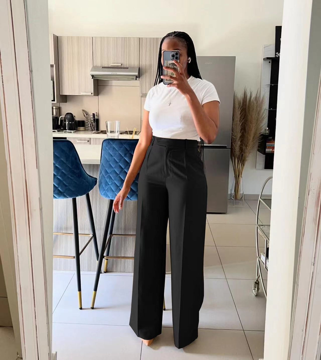 Women's High Waist Straight-leg Wide-leg Pants - cas7m