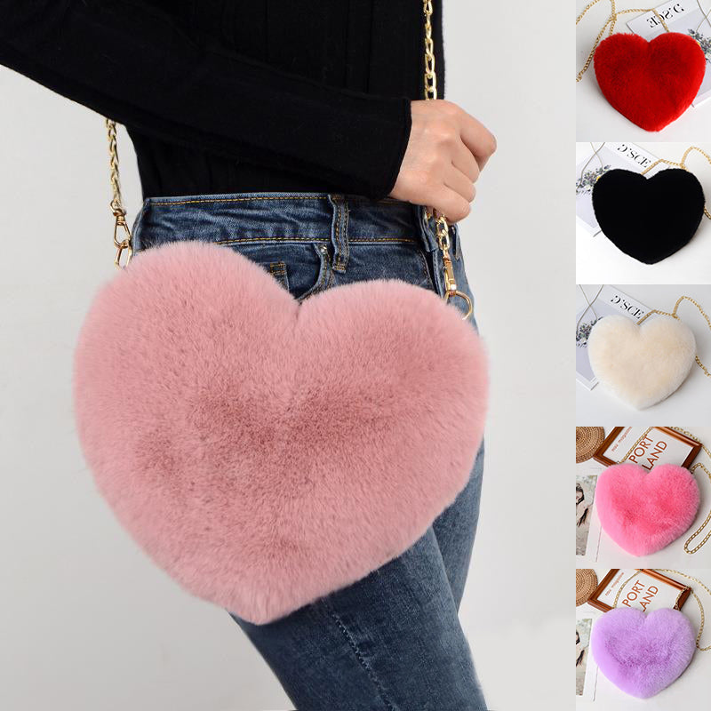 Love Bags For Women Plush Chain Shoulder Bags Valentine's Day Party Bag - cas7m
