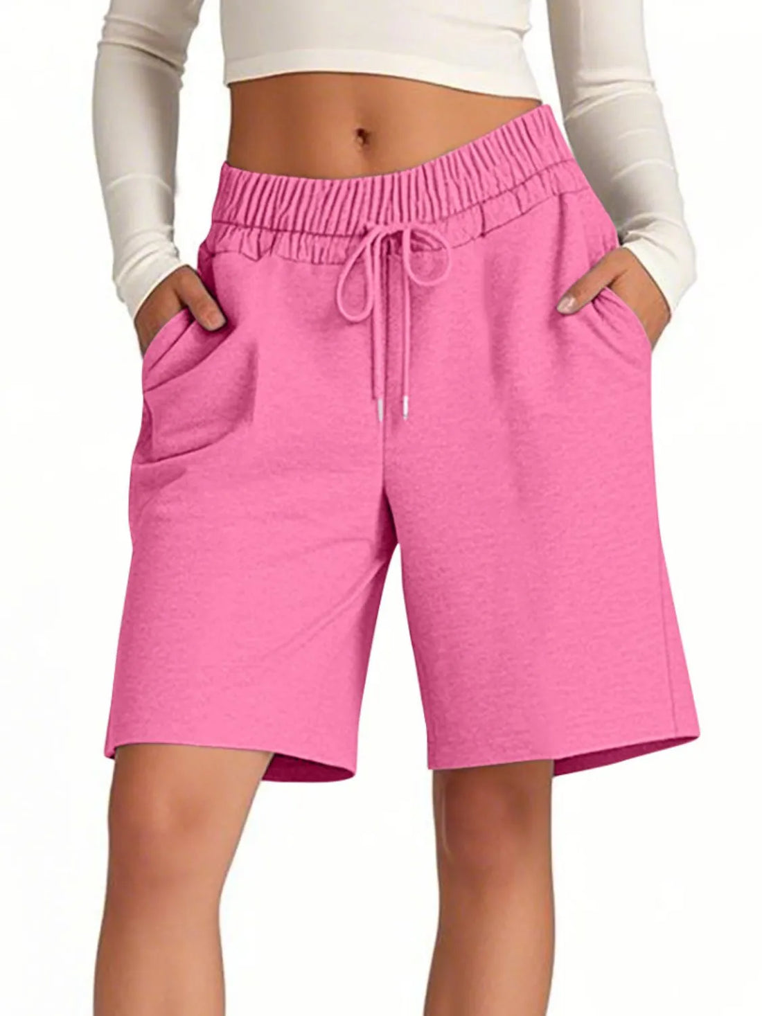 Solid Color Shorts with Pockets - cas7m