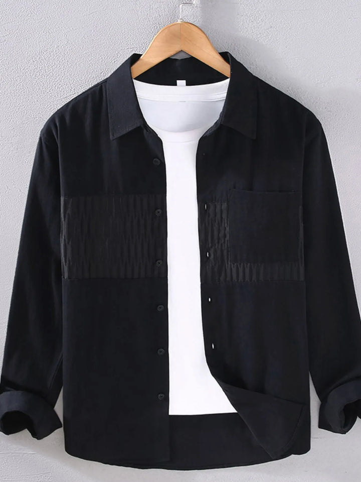 Men's Plus Size Button Up Long Sleeve Shirt - cas7m