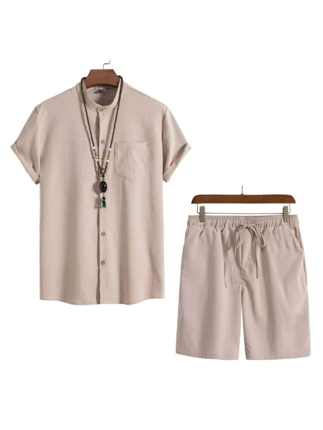 Men's Plus Size Casual Short Sleeve Shirt and Shorts Set - cas7m