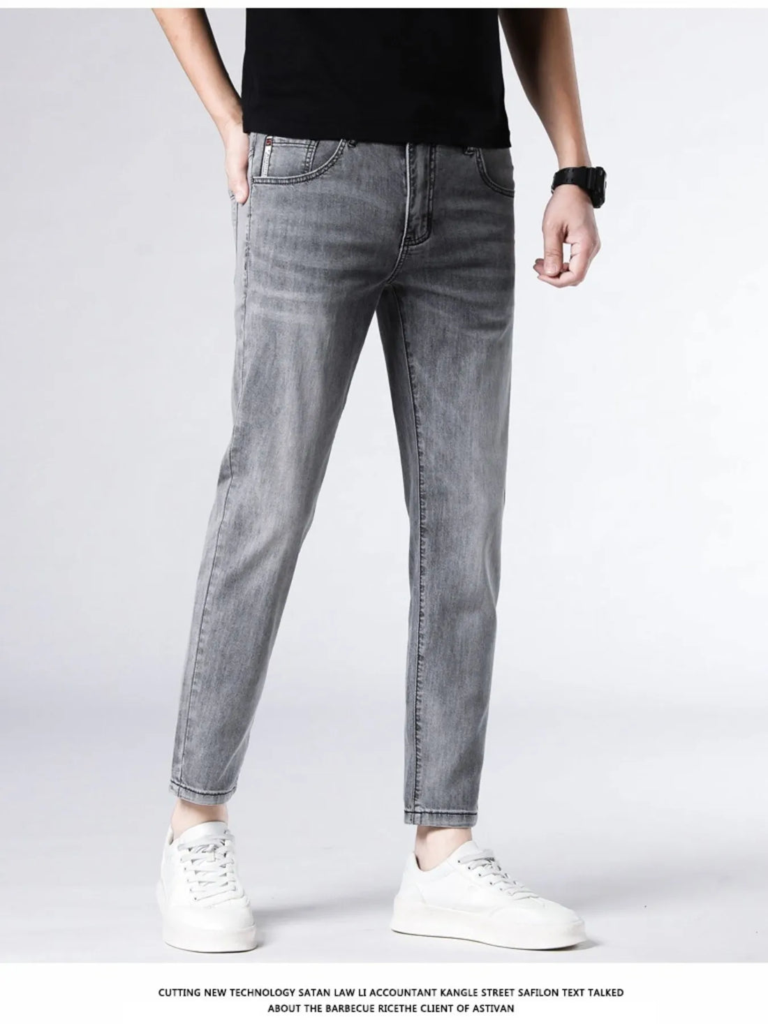 Men's Washed Slim Fit Jeans - cas7m