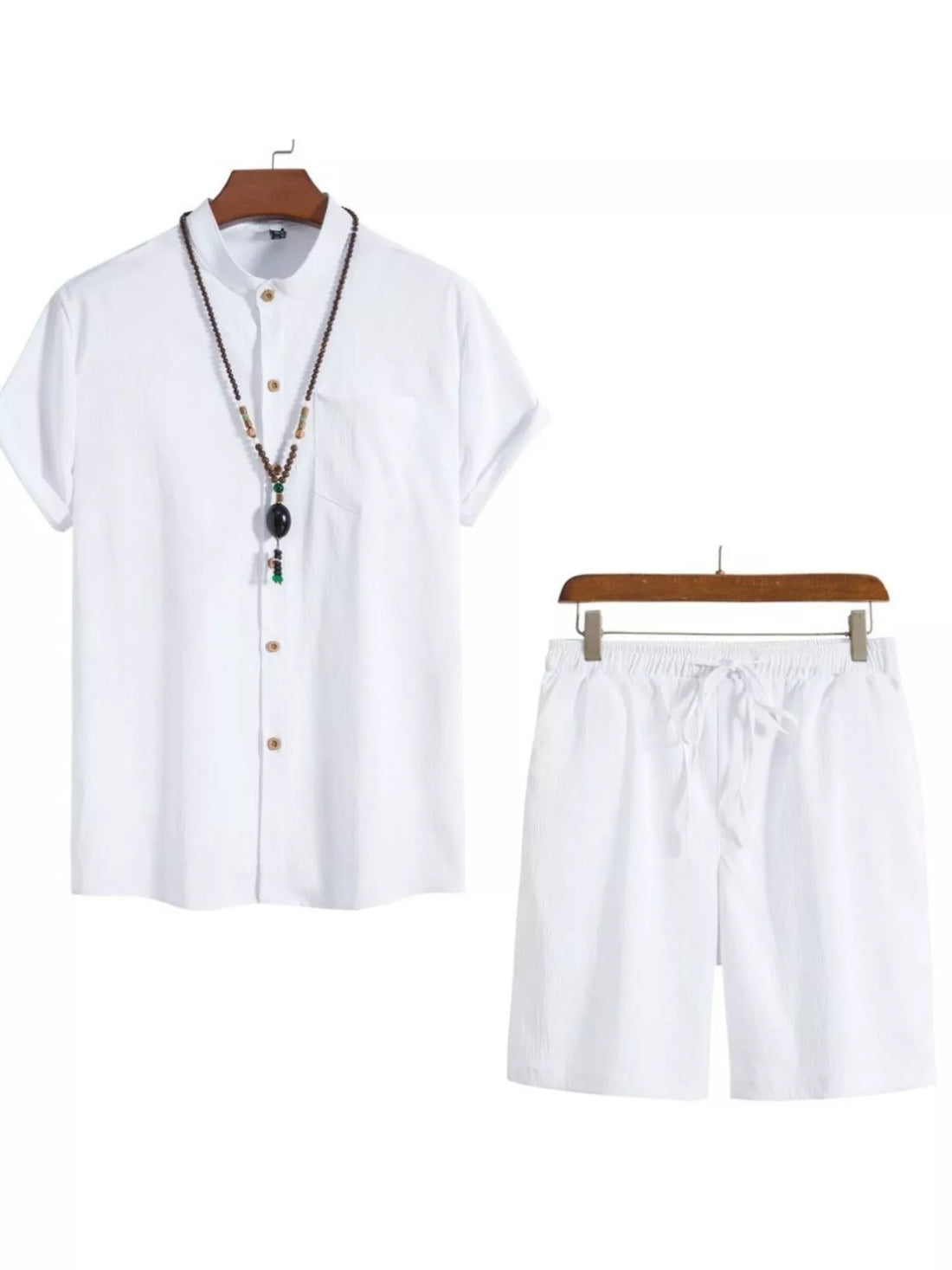 Men's Plus Size Casual Short Sleeve Shirt and Shorts Set - cas7m