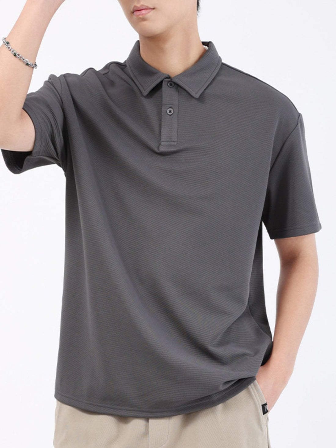 Men's Plus Size Textured Breathable Performance Polo - cas7m