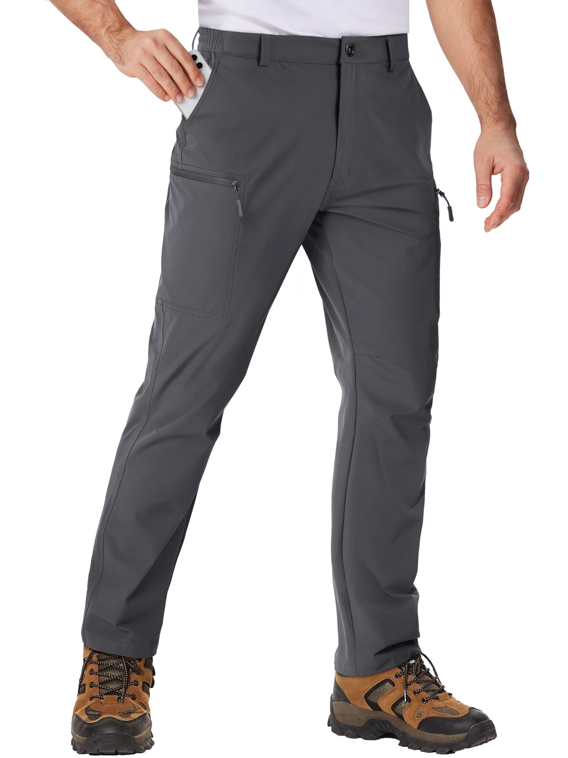 TACVASEN Outdoor Pants Tactical Waterproof Pants Quick Dry Lightweight Hiking Pants Breathable Work Pants for Climbing Fishing Dark Grey