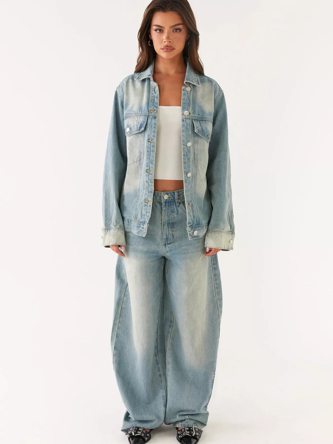 Button Up Denim Jacket and Jeans Set - cas7m