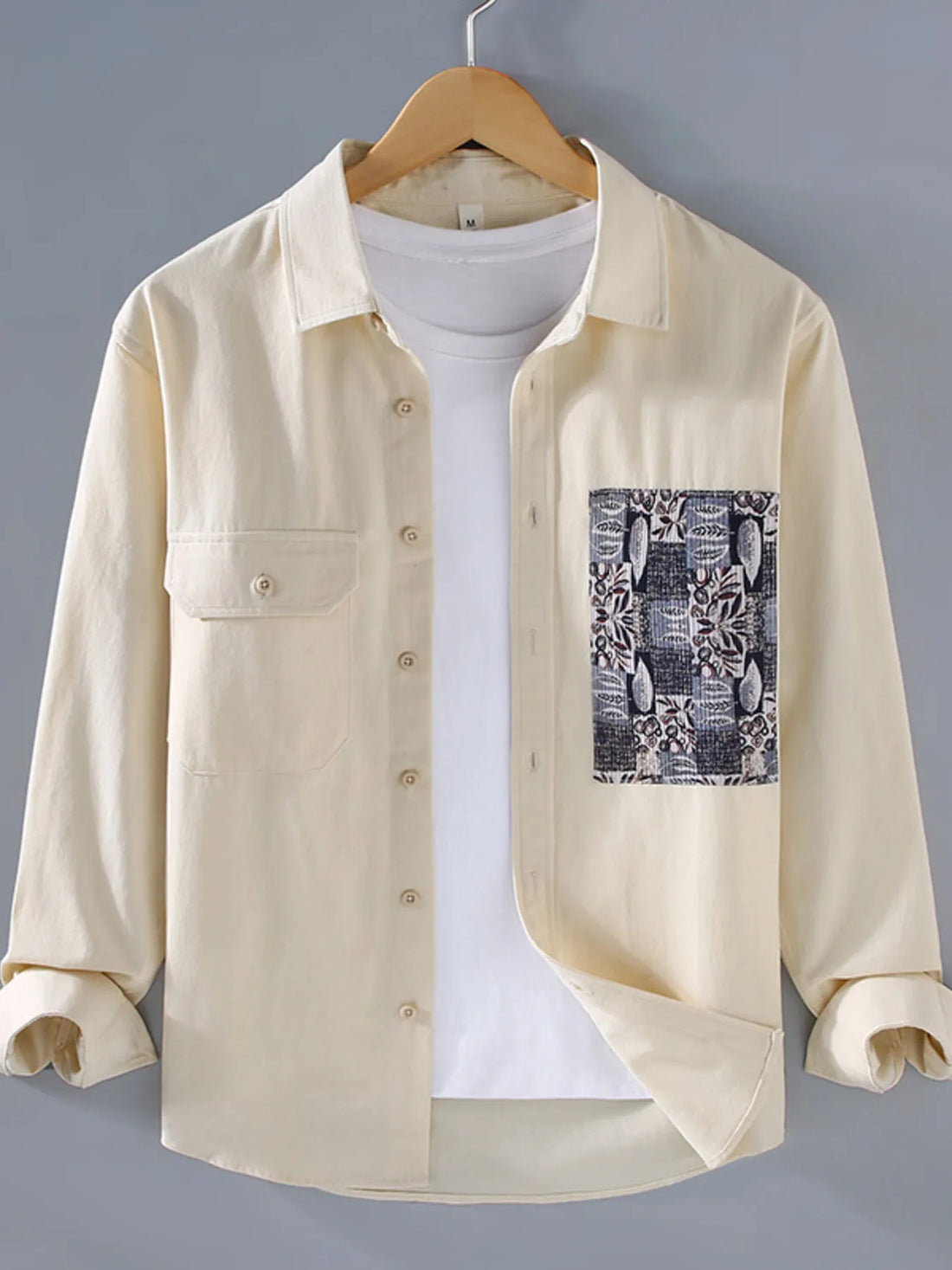 Men's Plus Size Button Up Long Sleeve Shirt - cas7m