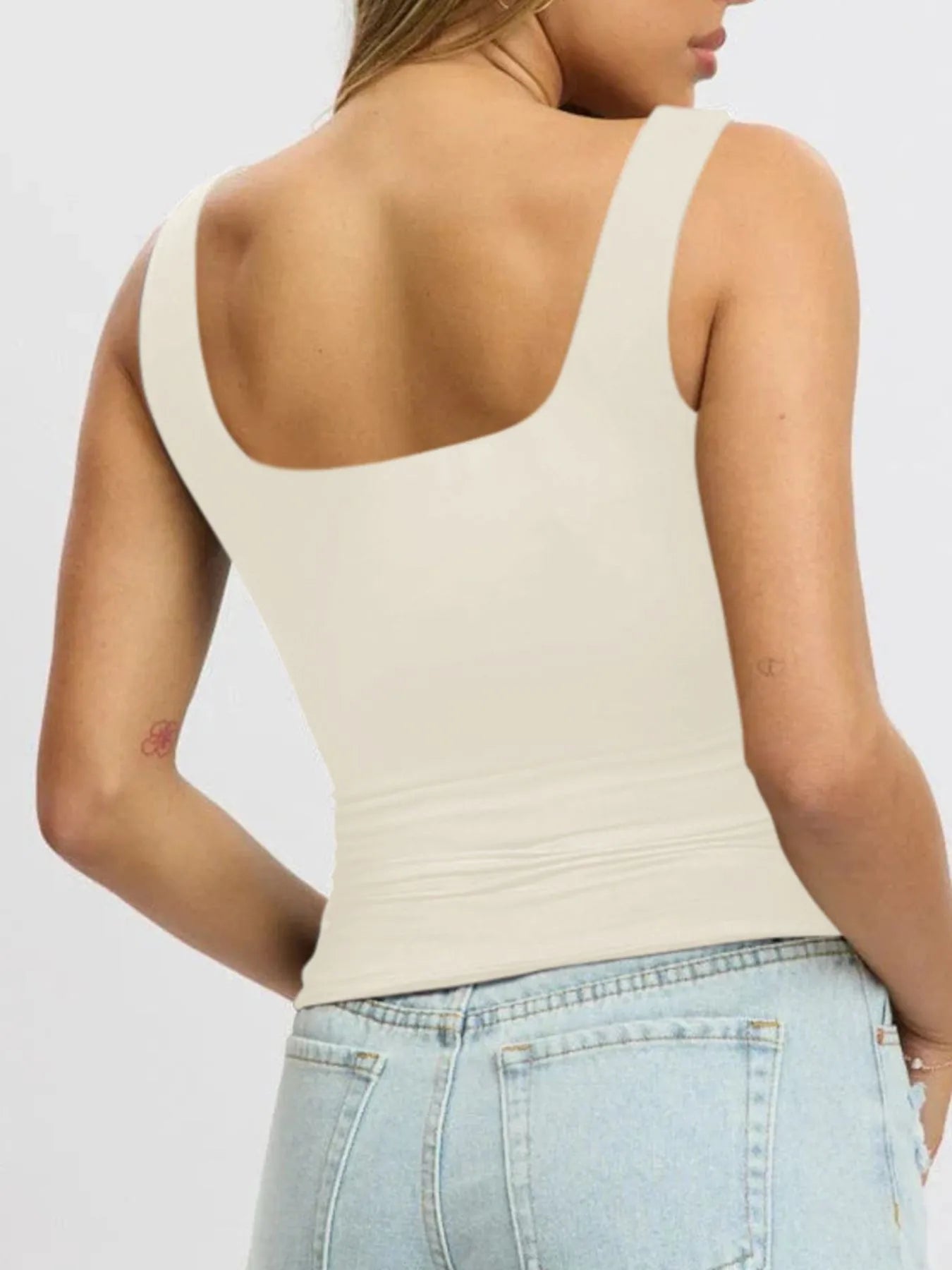 Square Neck Wide Strap Tank - cas7m