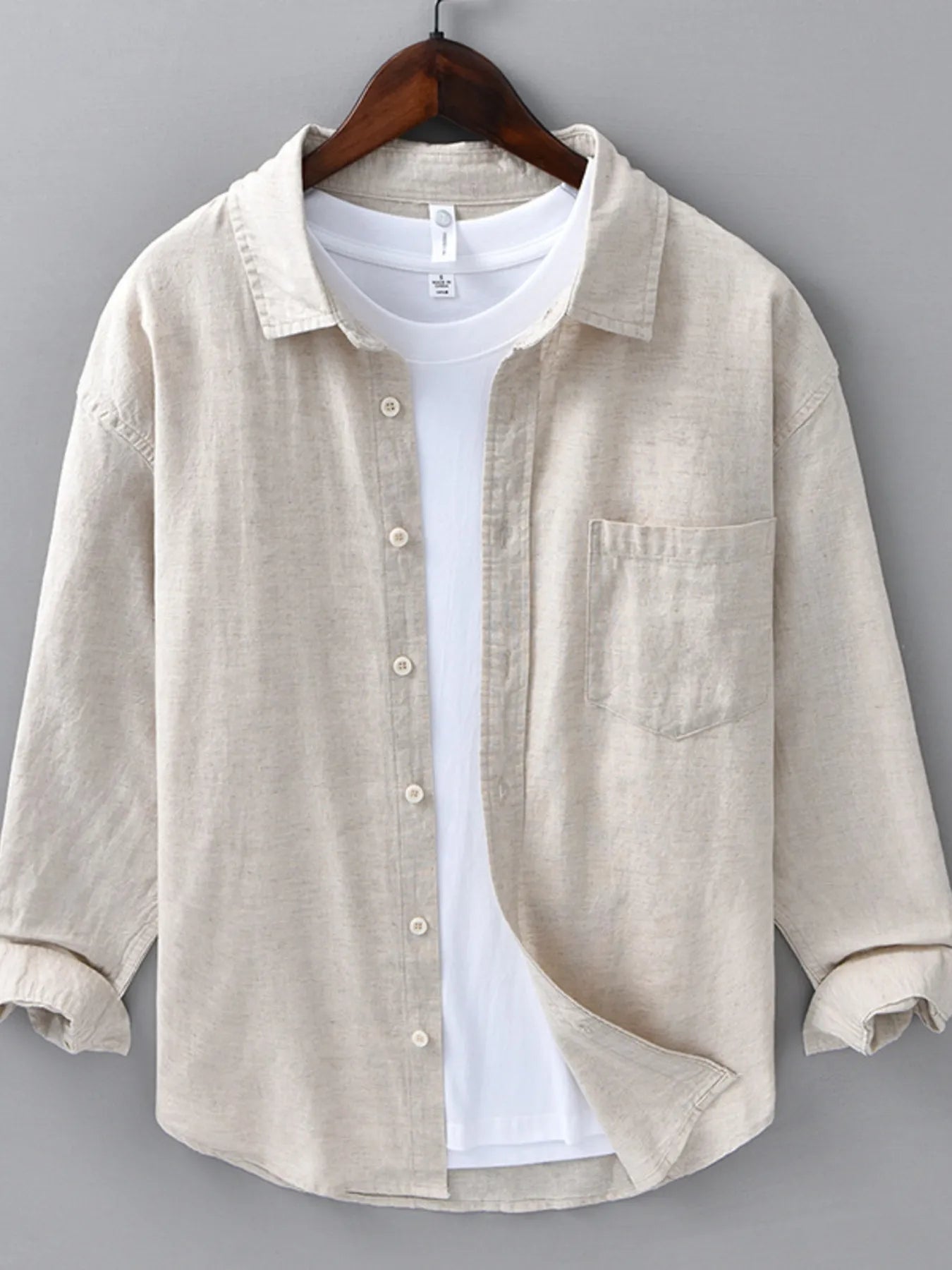 Men's Plus Size Button Up Long Sleeve Shirt - cas7m