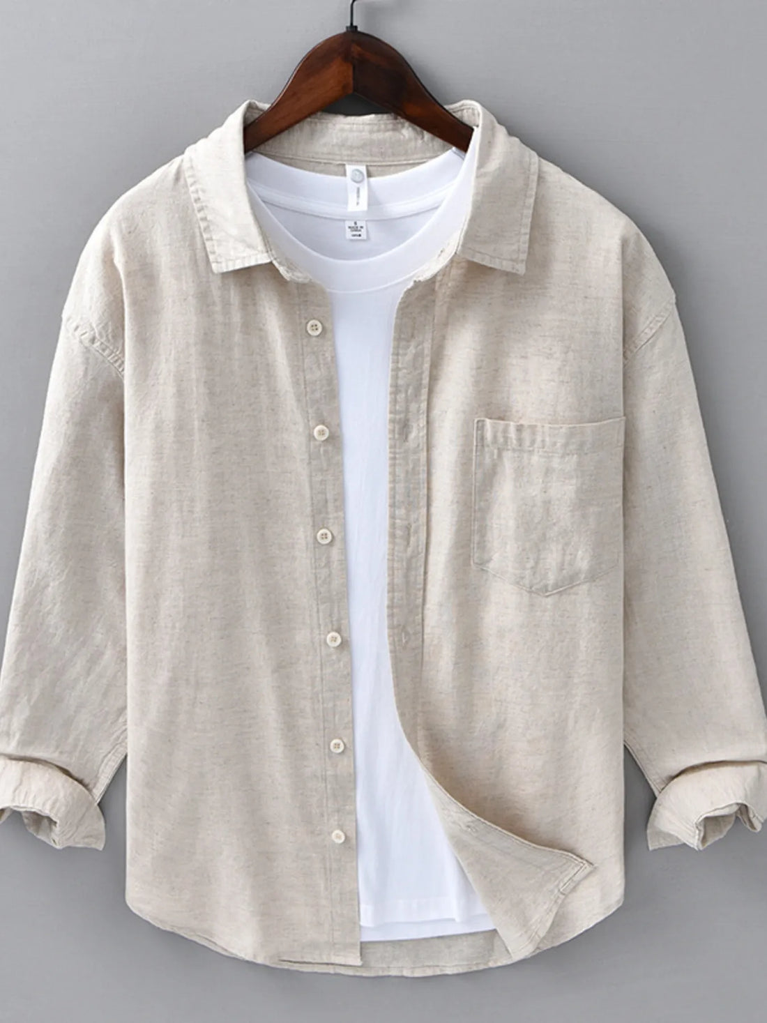 Men's Plus Size Button Up Long Sleeve Shirt - cas7m