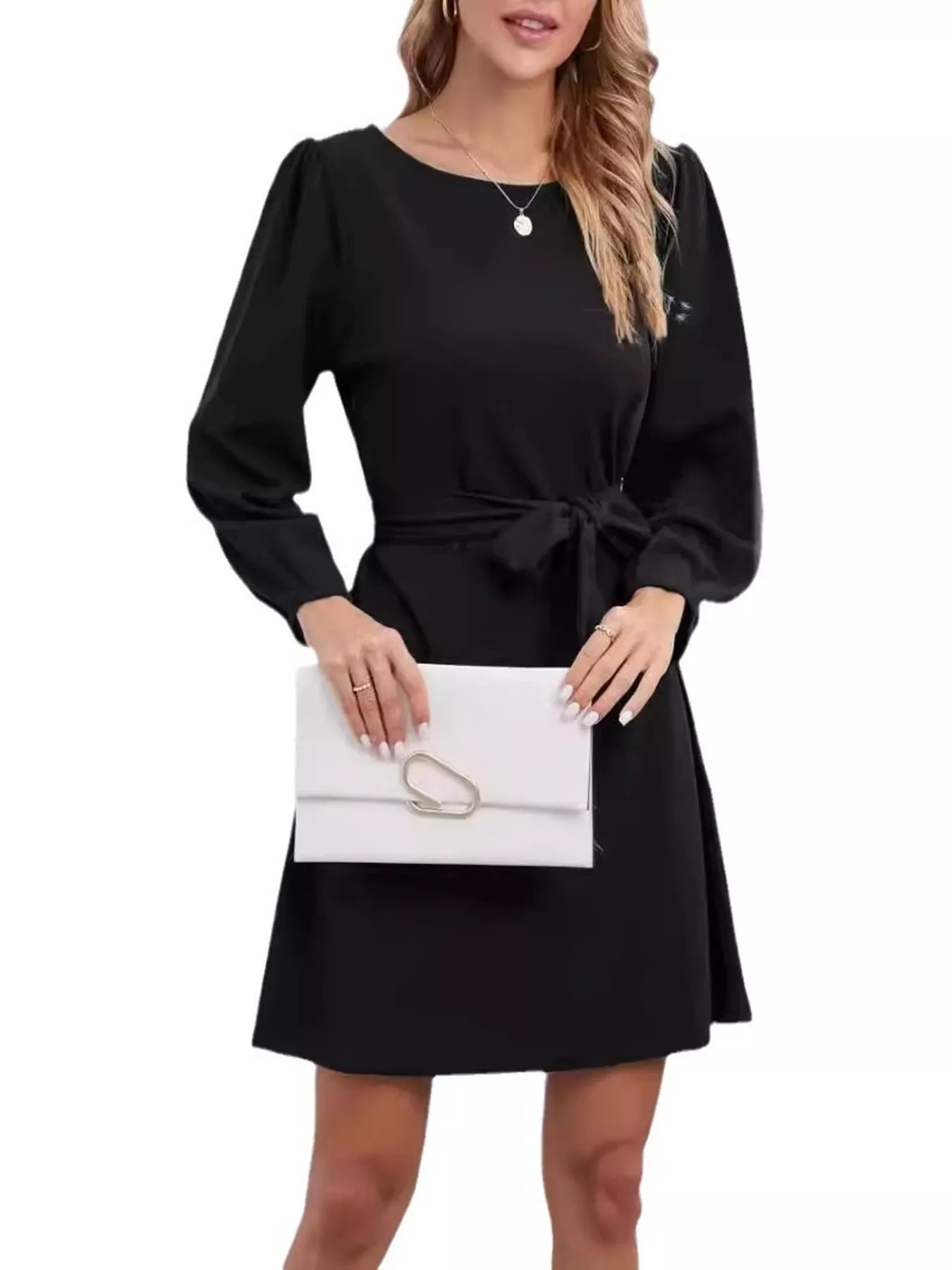 Tie-Waist Mini Dress - cas7m