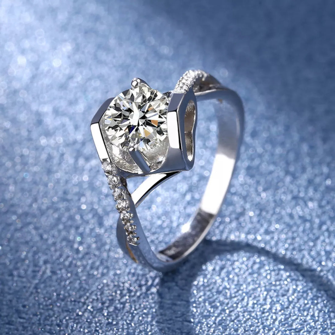 1 Carat 925 Sterling Silver Moissanite Ring - cas7m