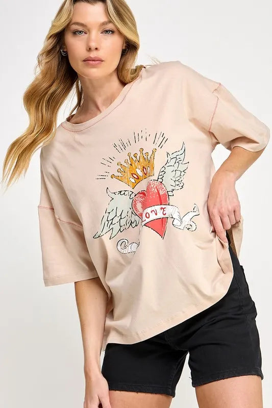 SAGE+FIG Love-Inpired Graphic Oversized T-Shirt - cas7m