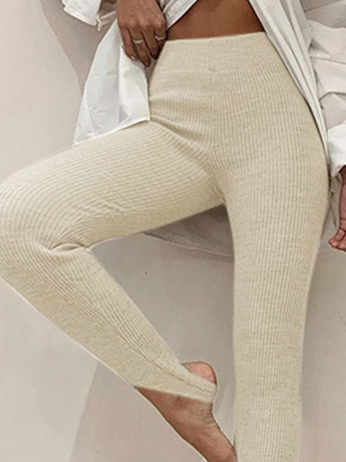 Ribbed Mid Waist Leggings - cas7m