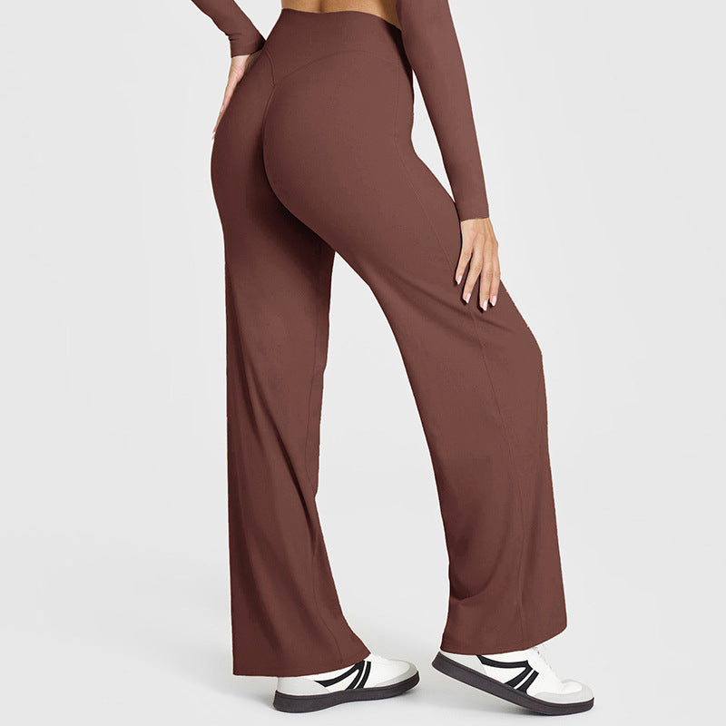 Fashionable Loose Straight-leg Yoga Pants For Women - cas7m