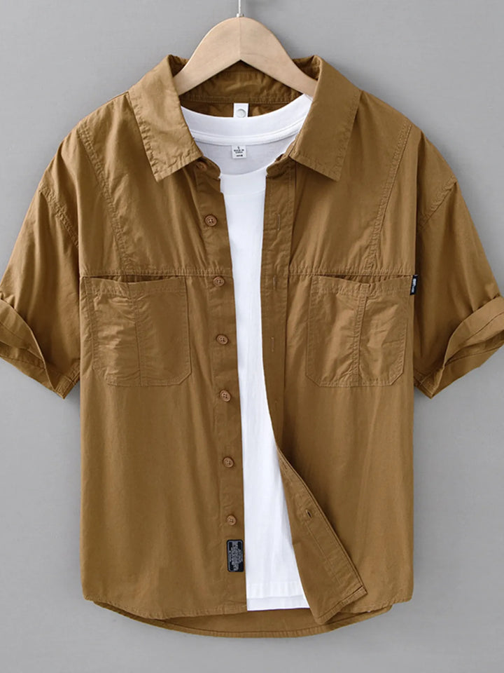 Men's Plus Size Casual Short Sleeve Button-Down Shirt - cas7m