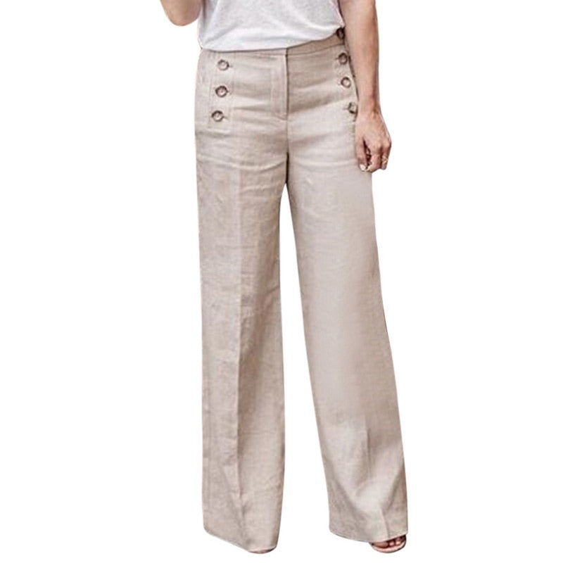 2023 Chic High-Rise Buttoned Wide-Leg Trousers