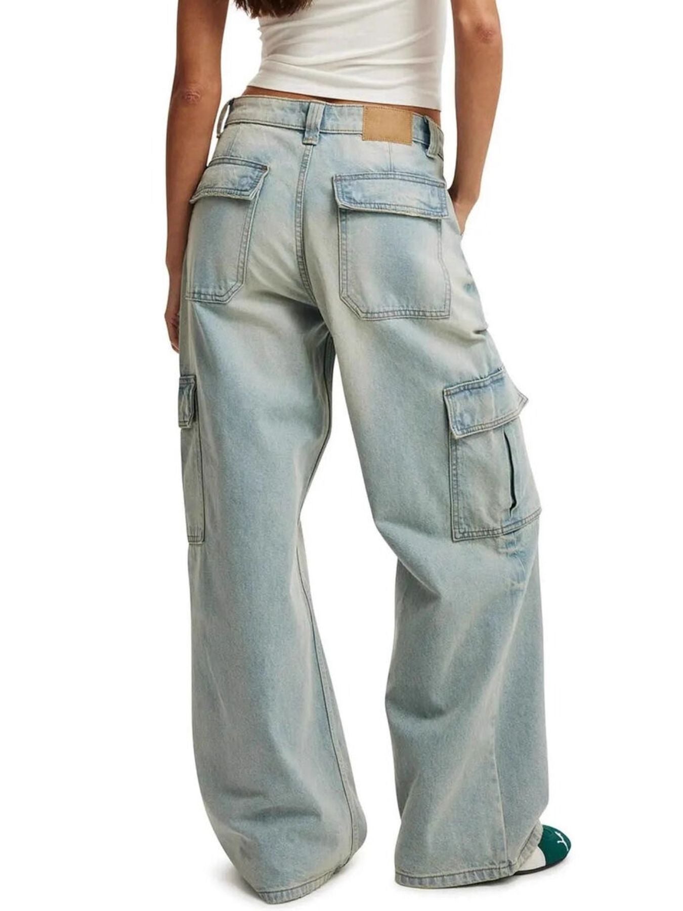 Wide Leg Cargo Jeans - cas7m