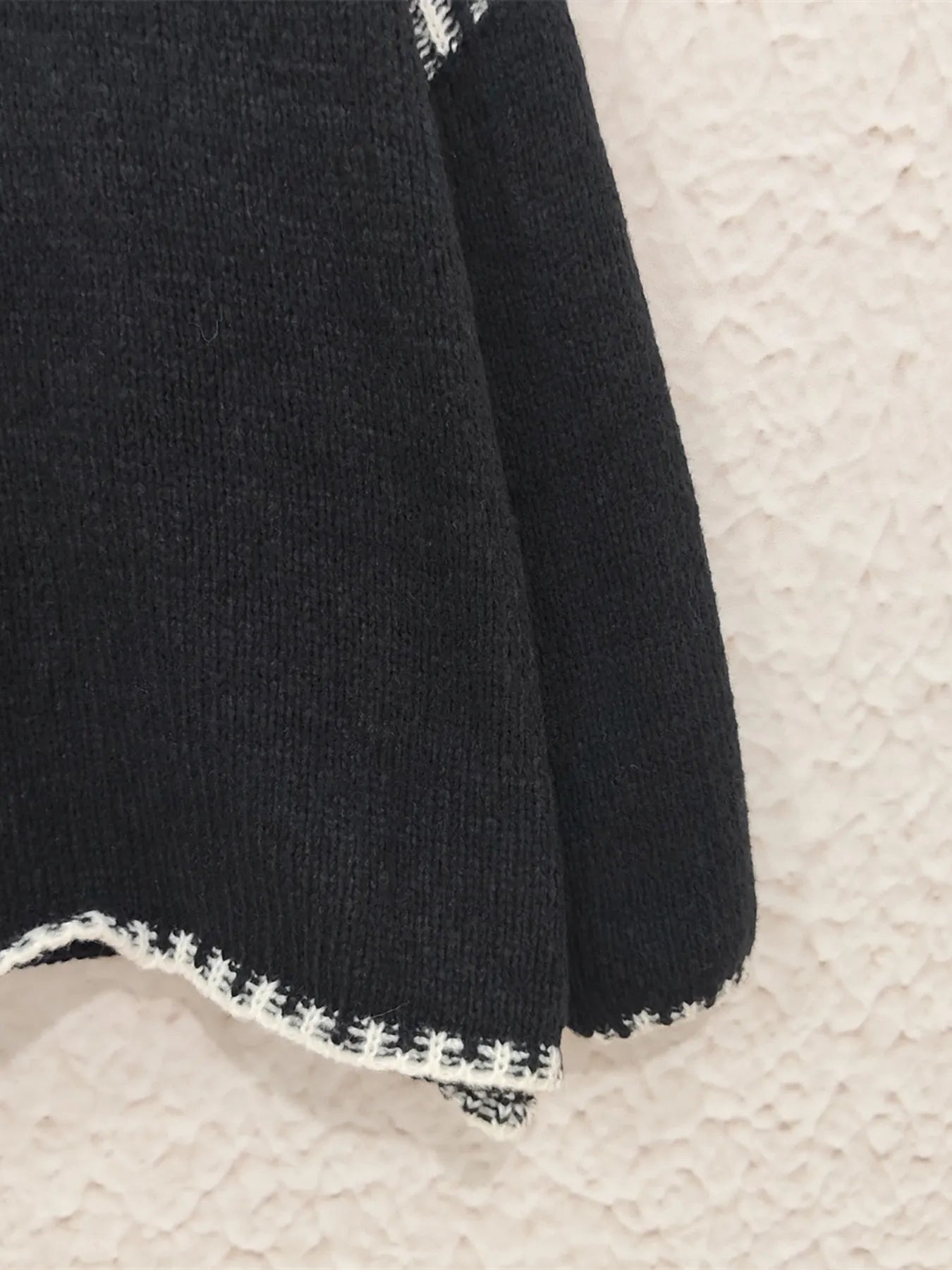 Contrast Trim Oversized Sweater - cas7m