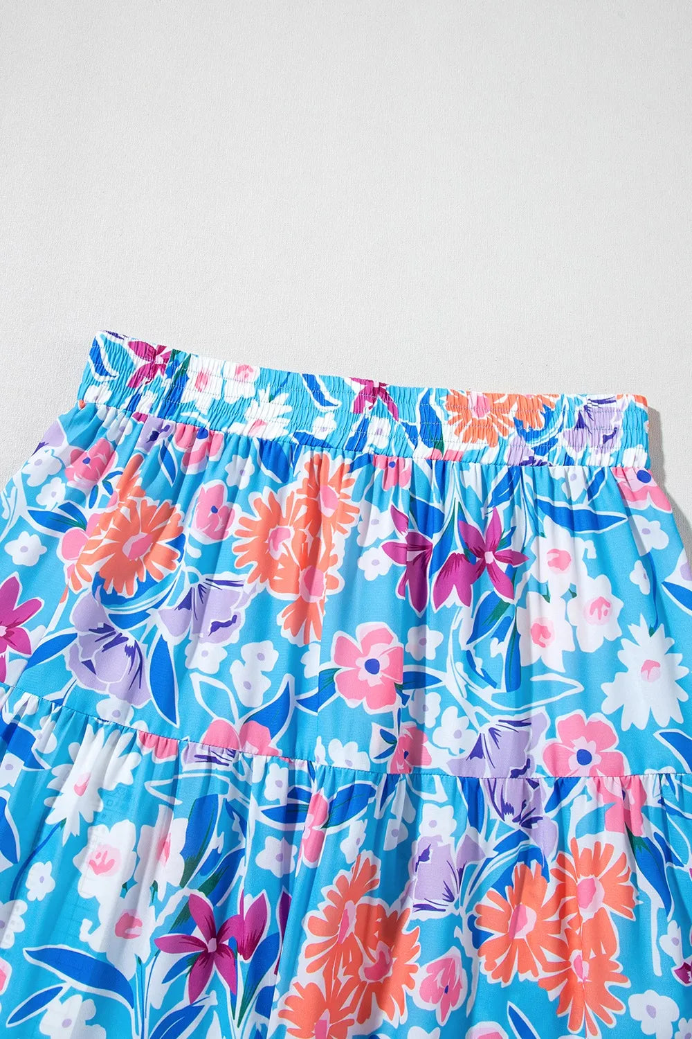 Floral Printed High Waist Split Skirt - cas7m