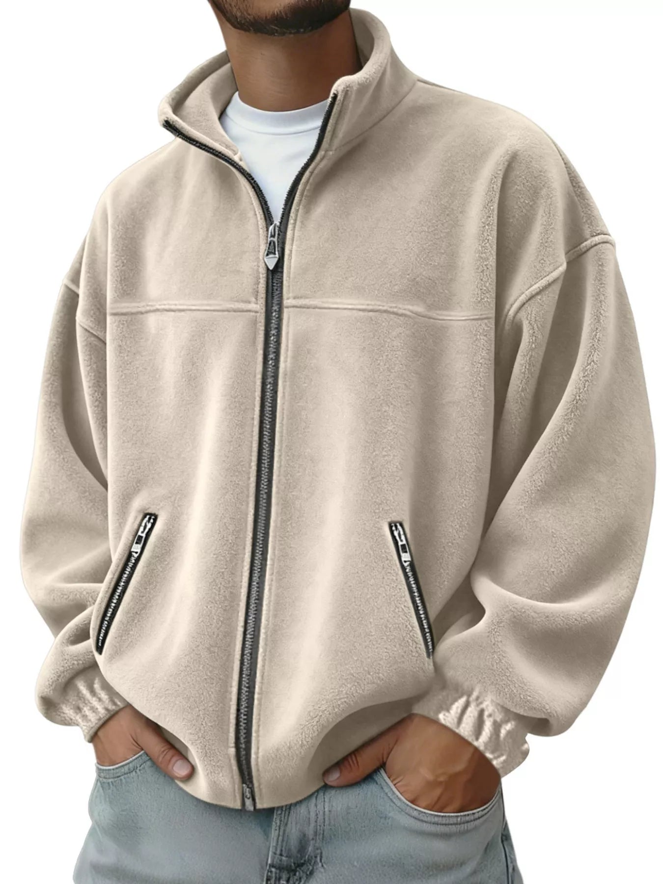 Men's Full Size Zip Up Long Sleeve Outerwear Plus Size - cas7m