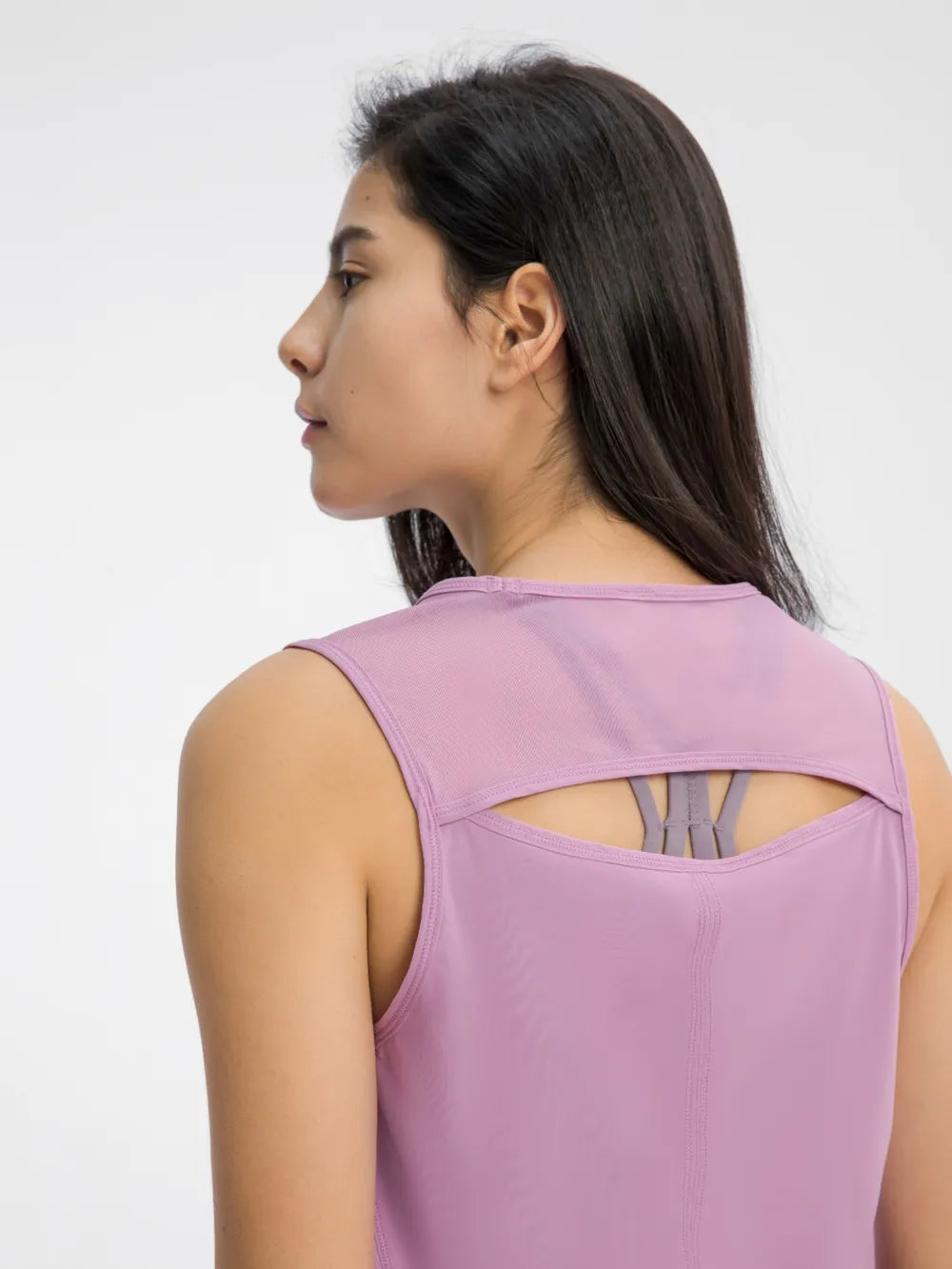 Millennia Cutout Back Round Neck Active Tank - cas7m