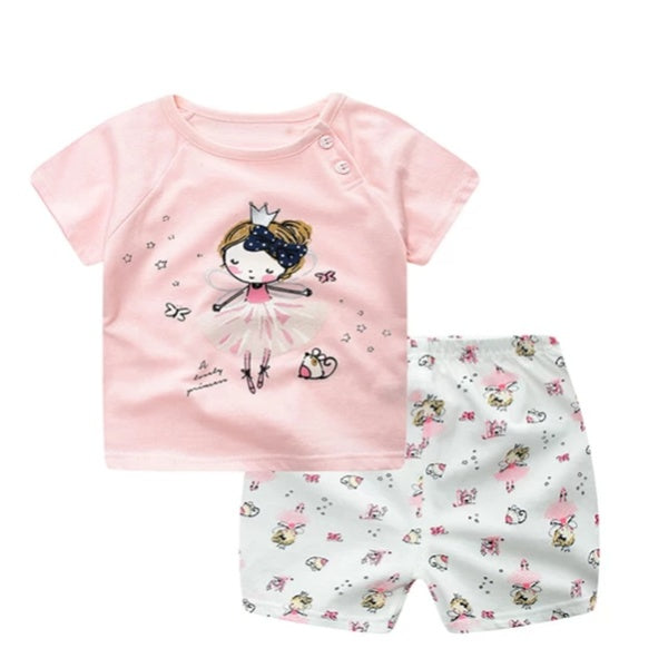 Cartoon Clothing Baby Boy Summer Clothes T-shirt Baby Girl Casual Clothing Sets - cas7m