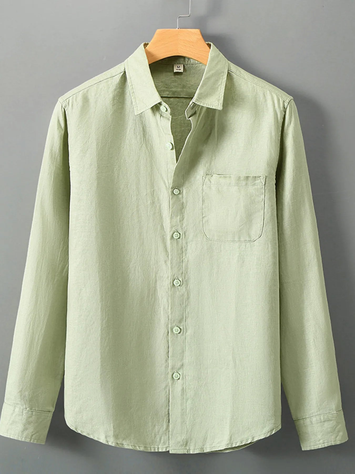 Men's Plus Size Long Sleeve Button-Up Shirt - cas7m