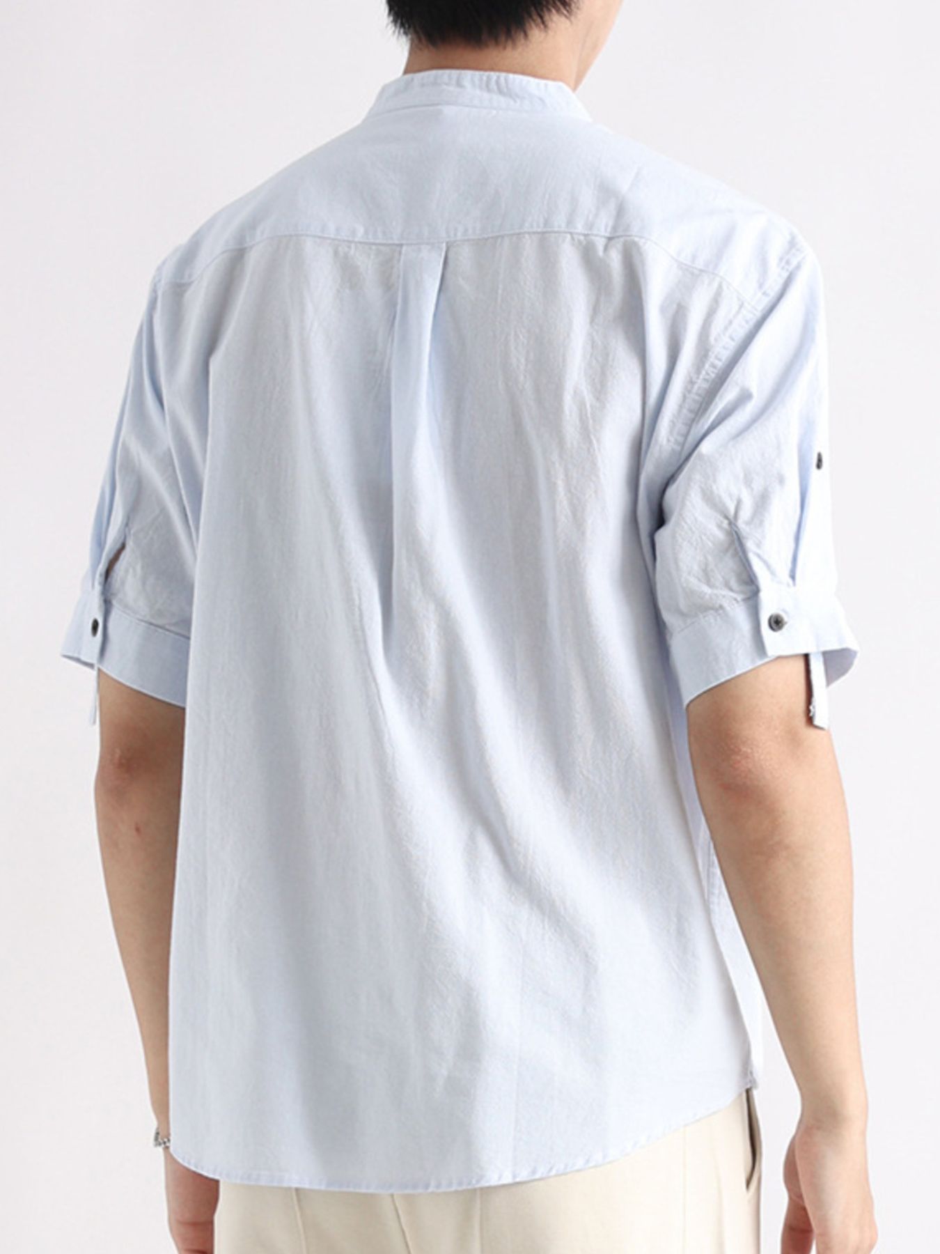 Men's Plus Size Button Detail Short Sleeve Blouse - cas7m