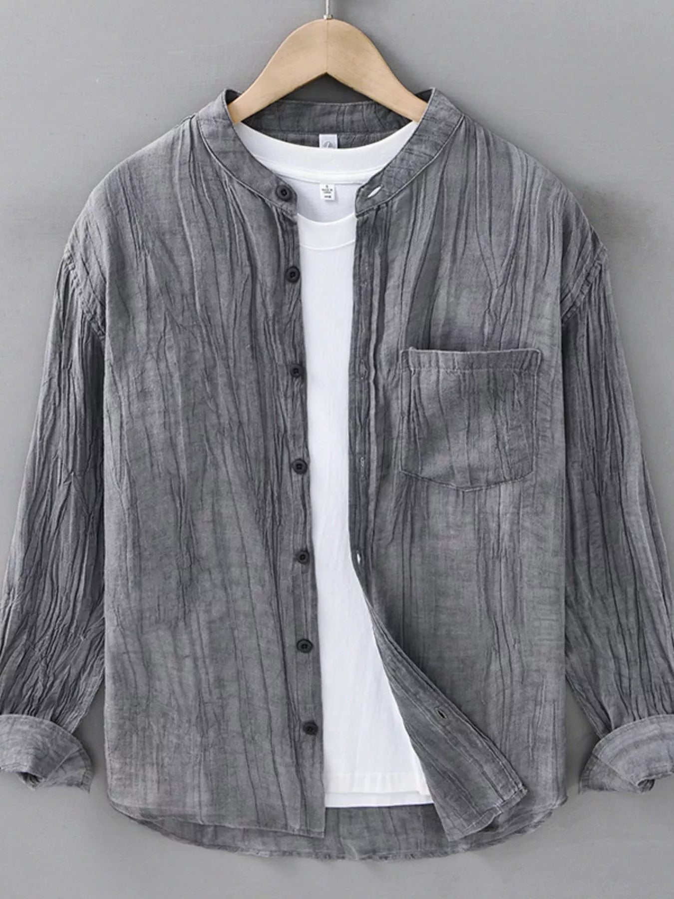 Men's Plus Size Button Up Long Sleeve Shirt - cas7m