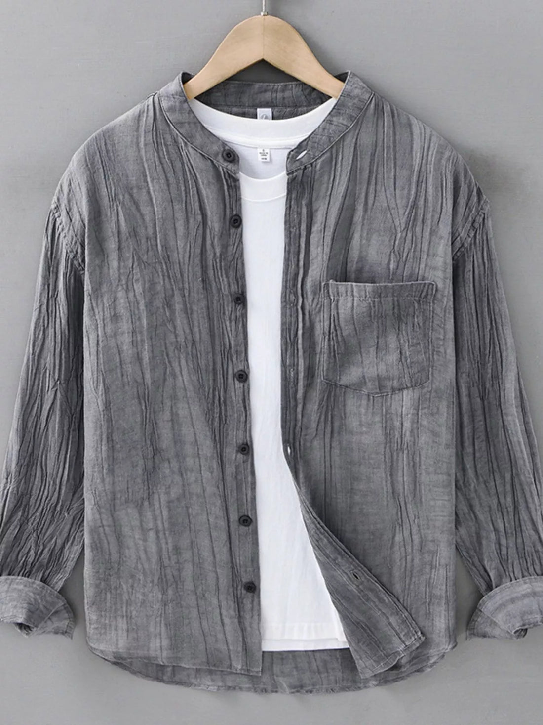 Men's Plus Size Button Up Long Sleeve Shirt - cas7m