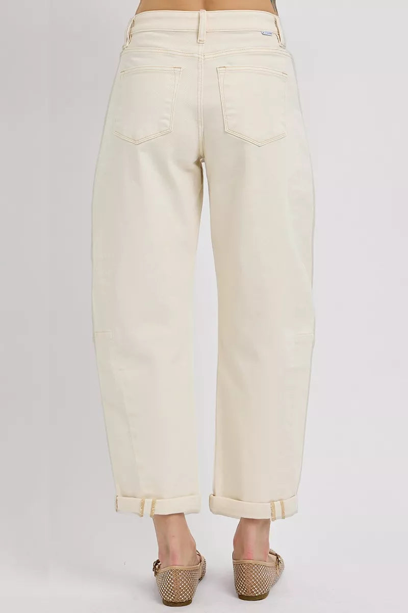 RISEN High Rise Relaxed Barrel Cuffed Jeans - cas7m