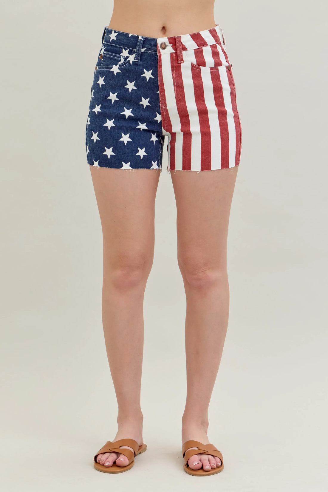 Judy Blue USA Flag High-Waisted Denim Shorts – Summer Essential - cas7m