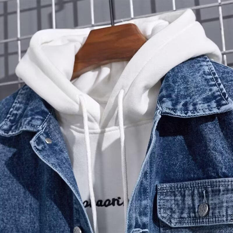 Spring New Arrival Mens Workwear Hooded Denim Jacket Coats - cas7m