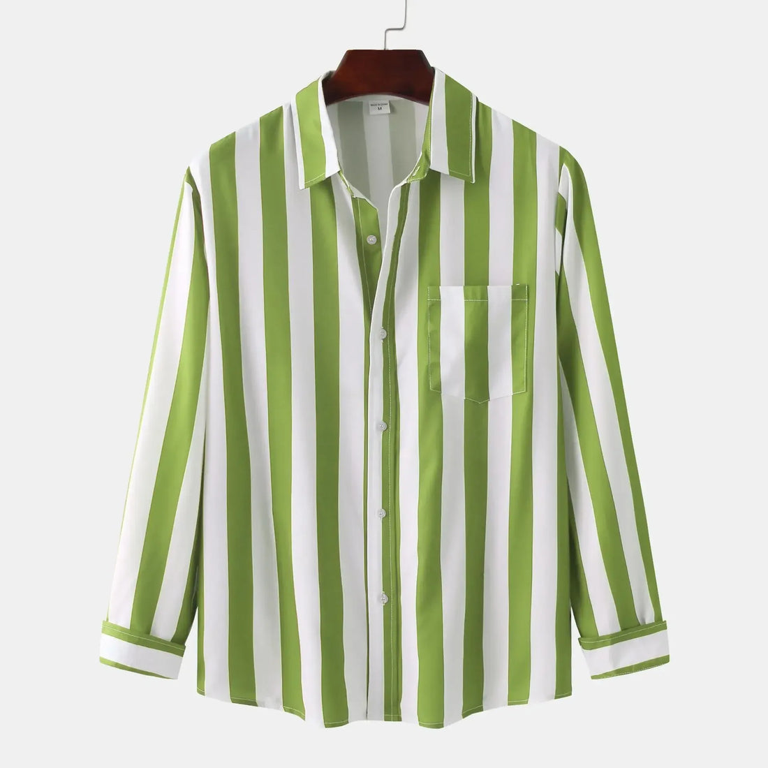 Men's Striped Button-Down Long Sleeve Shirt - cas7m
