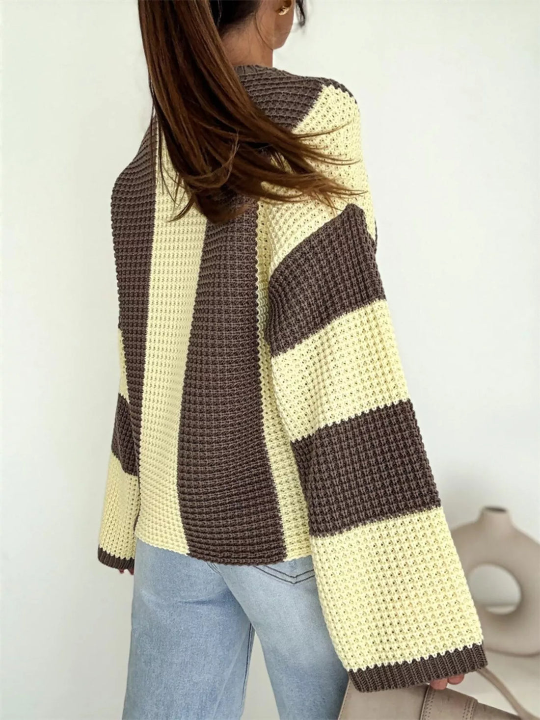 Color Block Long Sleeve Sweater - cas7m