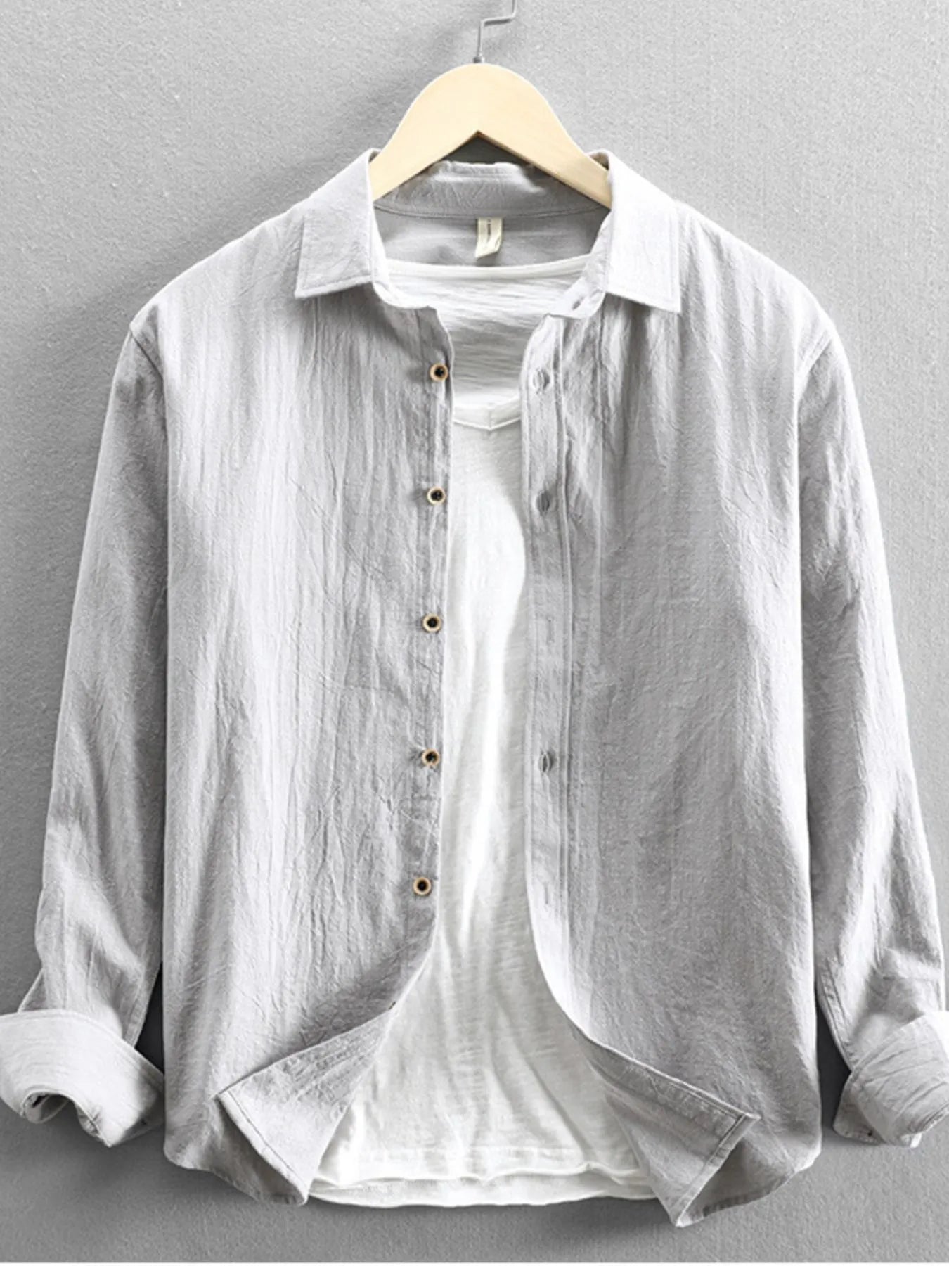 Men's Plus Size Button-Up Long Sleeve Shirt - cas7m