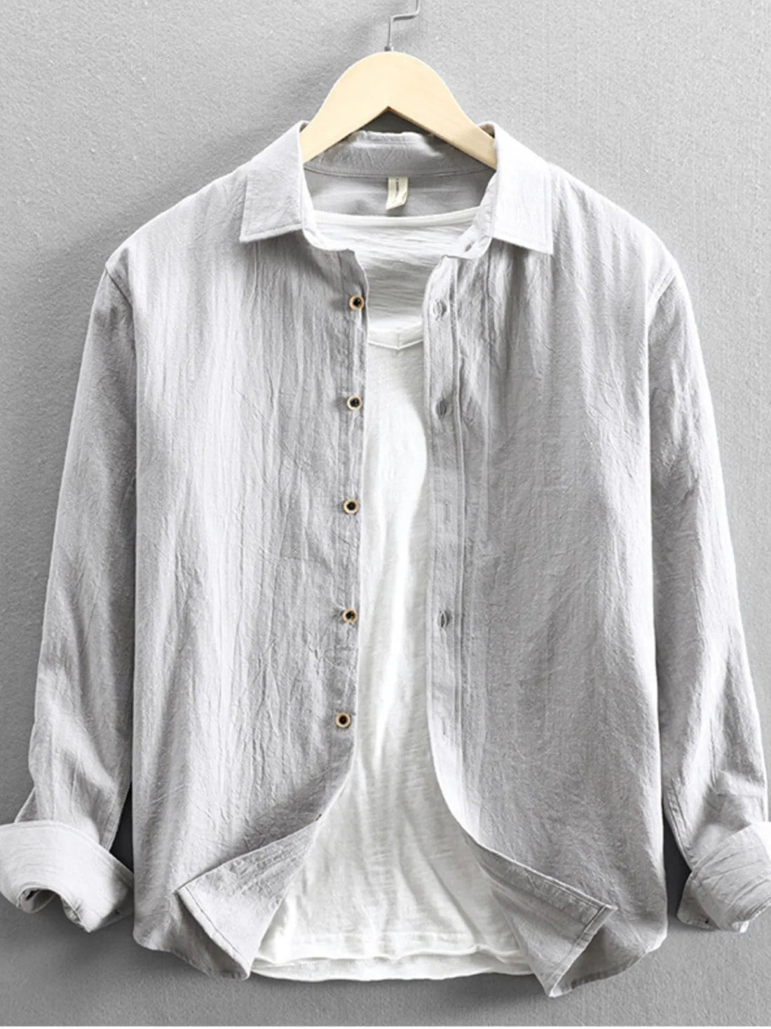 Men's Plus Size Button-Up Long Sleeve Shirt - cas7m