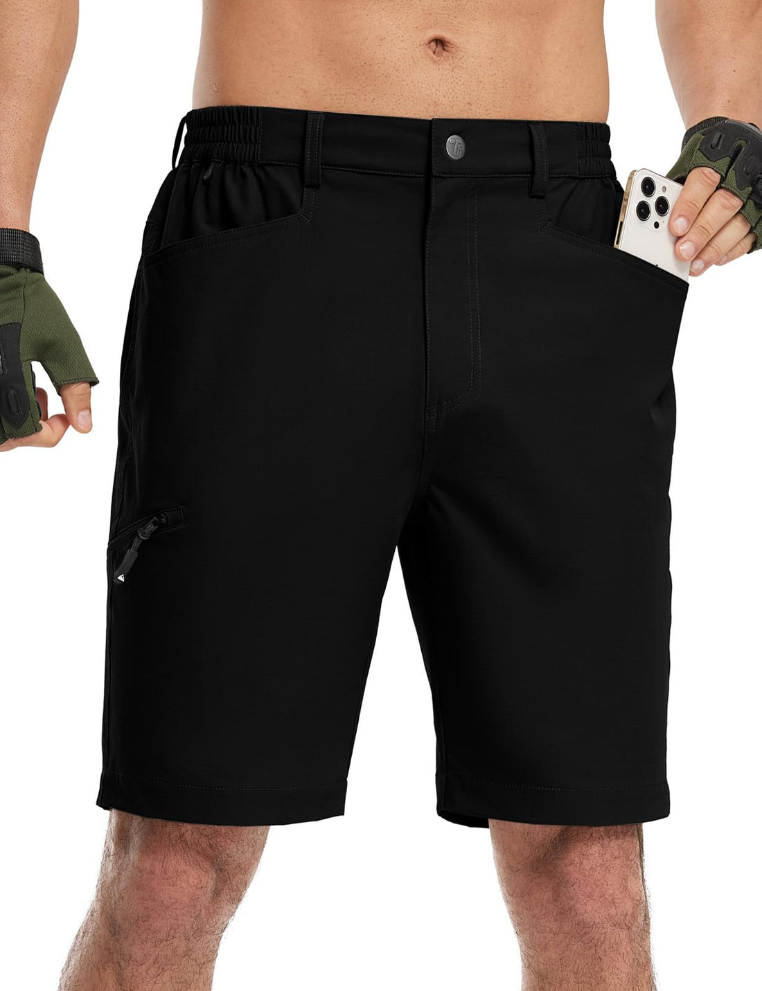 TBMPOY Mens Golf Shorts 9" Lightweight Quick Dry Hiking Cargo Shorts Casual Travel Outdoor with 4 Pockets Black 38 - cas7m