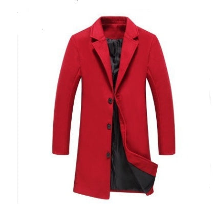 Autumn And Winter New Mens Solid Color Casual Business Woolen Coats - cas7m