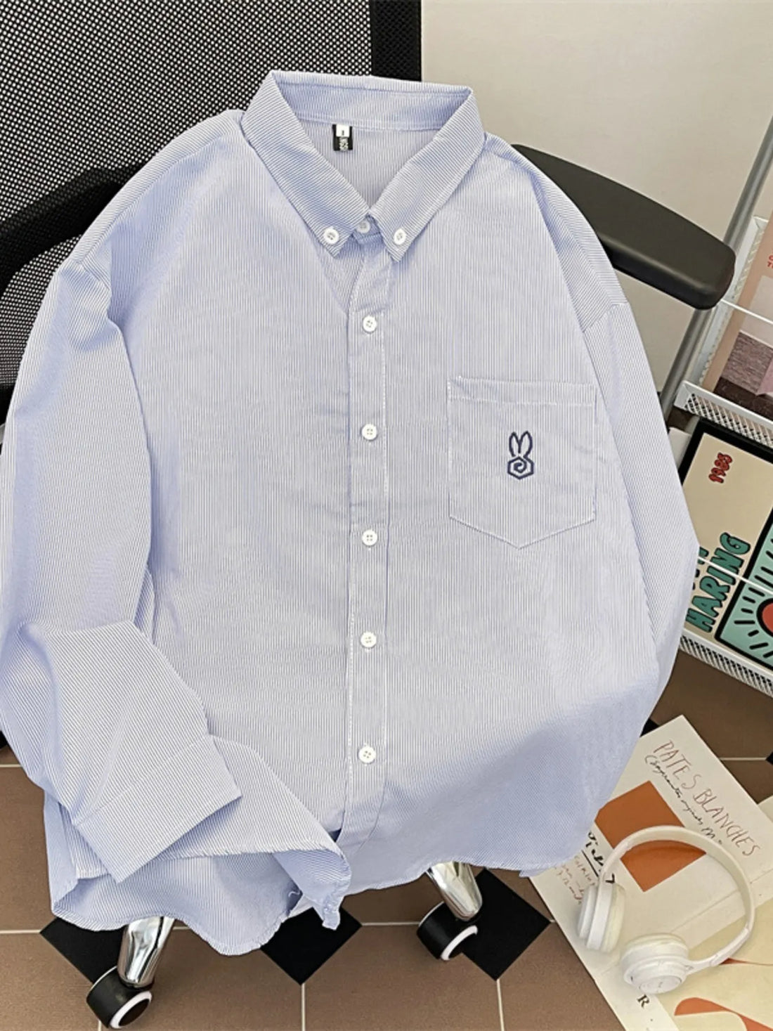 Men's Plus Size Button Up Long Sleeve Shirt - cas7m