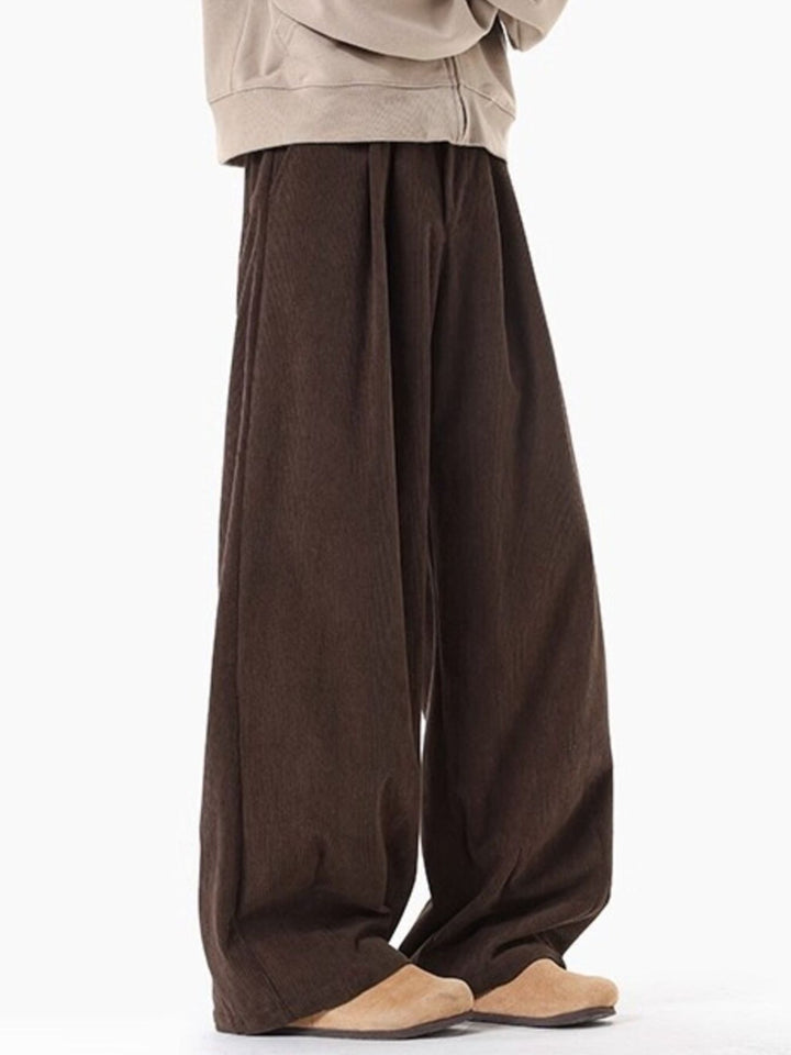 Men's Plus Size Pleated Detail Wide Leg Pants - cas7m
