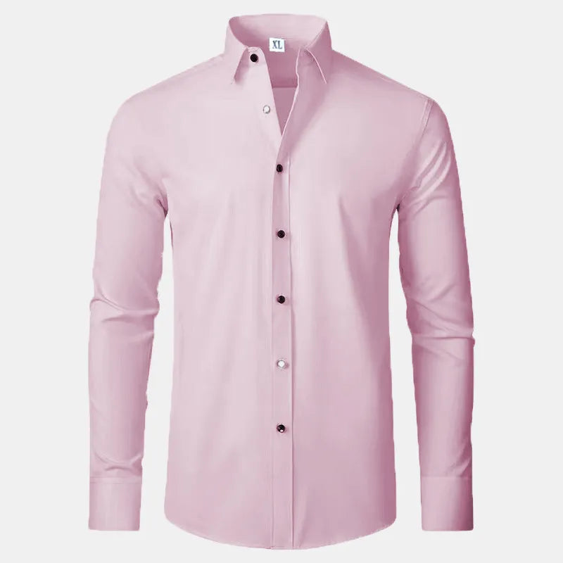 Men's Plus Size Button Up Long Sleeve Shirt - cas7m
